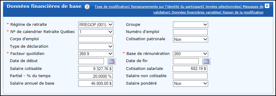 Données financiers de base − Emploi 2 − Données financières des déclarations annuelles avant la régularisation