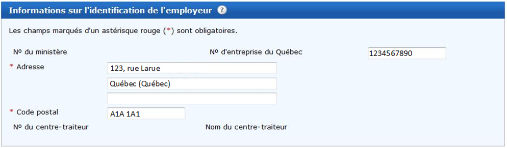 Informations sur l'identification de l'employeur