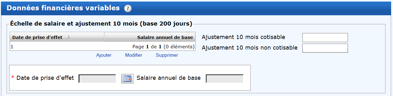 Échelle de salaire et ajustement 10 mois (base de 200 jours)