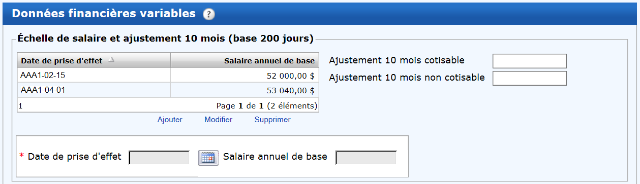 Échelle de salaire - Exemple 2