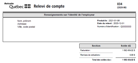 Relevé de compte et Solde dû