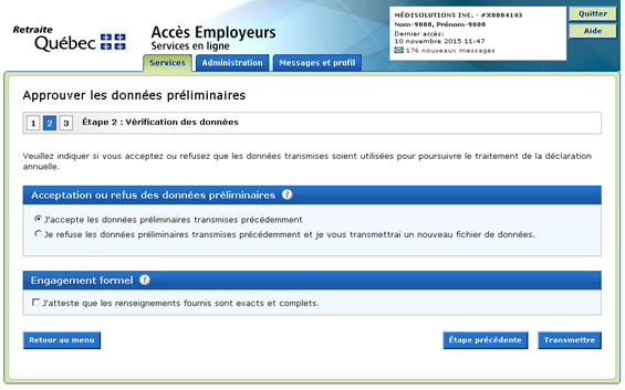 Approuver les données préliminaires
