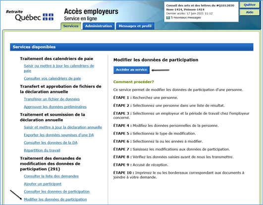 Accéder au service