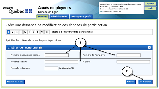 Étape 1 - Recherche de personnes participantes
