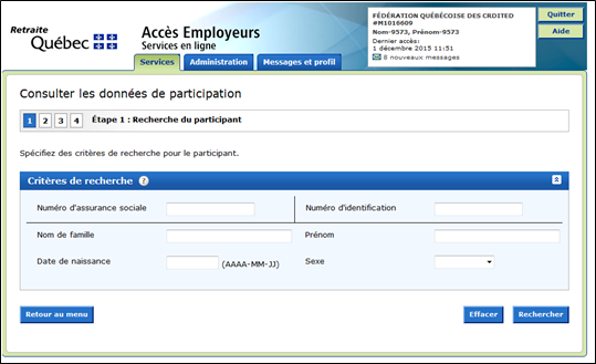 Étape 1 : Recherche d'une personne participante
