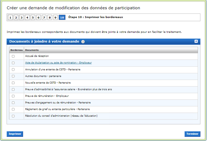 Imprimer les bordereaux