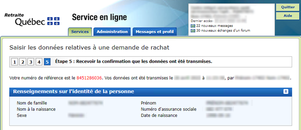 Recevoir la confirmation que les données ont été transmises