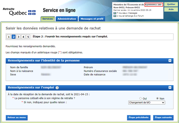 Répondez à la demande de données pour le MO numéro 280